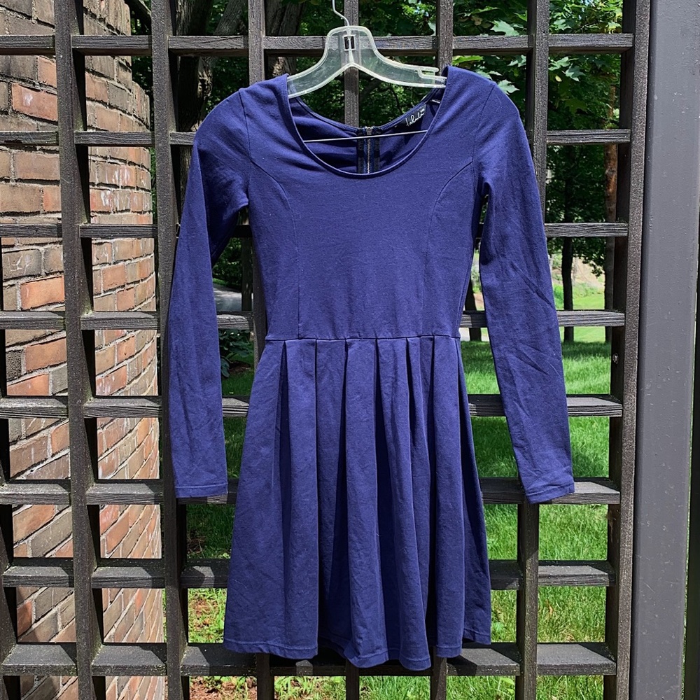 Aritzia Navy Blue Longsleeve Pleated Dress